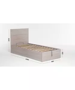 Letto singolo 'hi box' olmo naturale con rete e contenitore, 90x190 cm